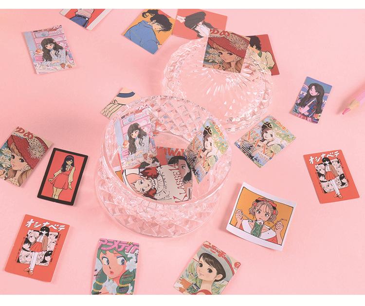Stickers Cute Colorful Daily Newspaper Girl Theme for Journal Diary DIY Decoration Kawaii Cartoon Paper Vintage Stickers