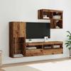 Wall Mounted TV Units with LED Light Strips 6 pcs Reclaimed Wood Effect Particleboard