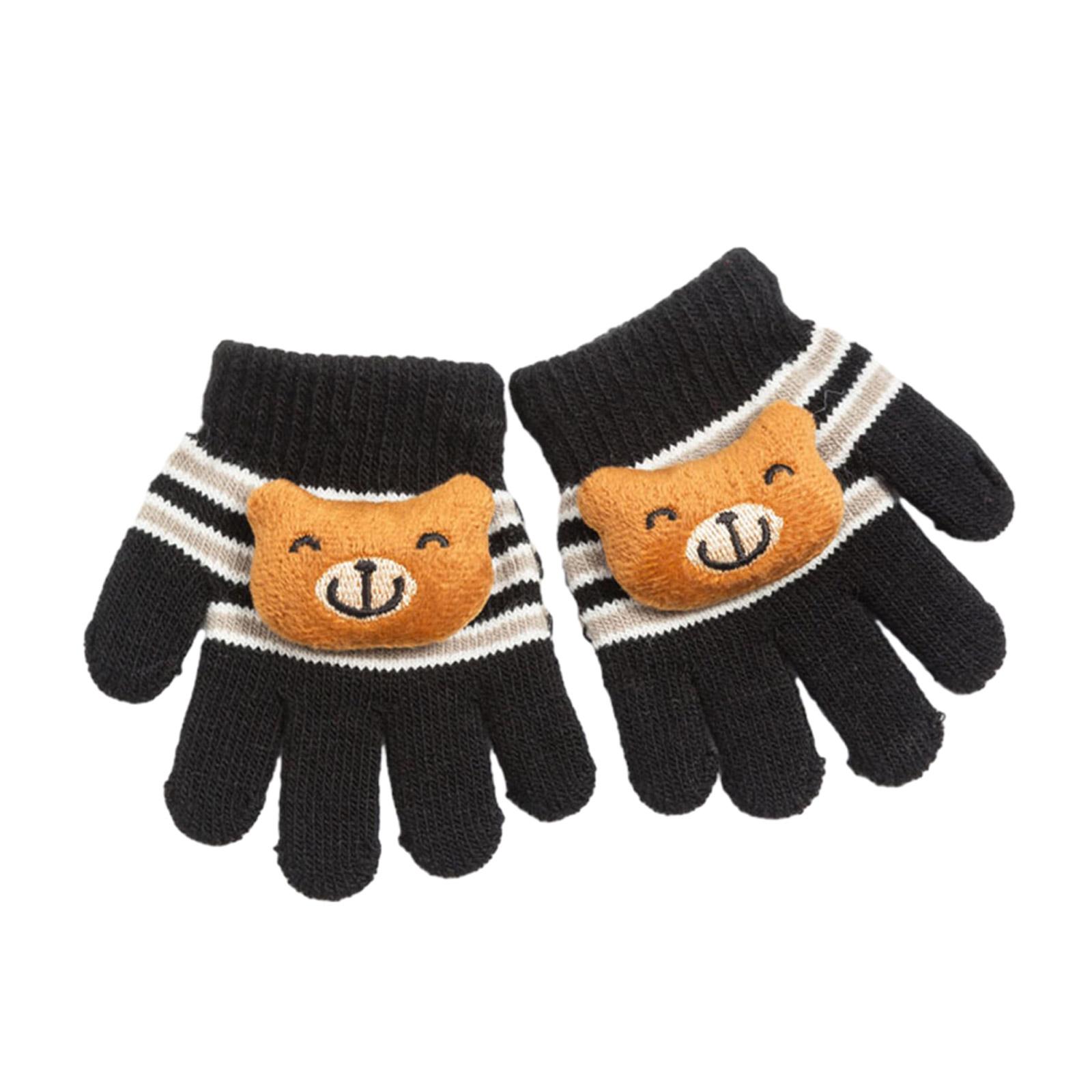 

Thicken Kids Gloves Warm Colorful Mitten Full Finger Mitten Winter Warm Gloves Stylish Gloves for Boys Girls чорний