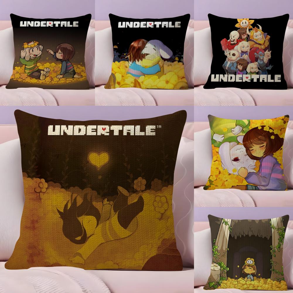 UUndertale Game Cushion Cover Natural Linen Pillow Case DoubleSided Print Decorative Sofa Pillowcase Home Decor Gift