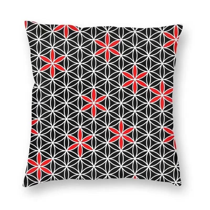 Mandala Blume des Lebens im Lotus Kissenbezug 45x45cm Heim Dekoration Druck Heilige Geometrie Wurfkissen für Sofa Zweiseitig