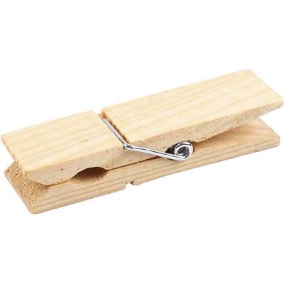 Light Wooden Clothespins with Metal Spiral Spring. Ref 564570