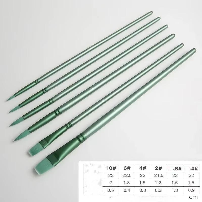 

4/6 шт. Кисть для акварели с заостренной круглой плоской головкой, мягкий ворс, для начинающих студентов, рисующих акварелью, нейлоновый материал для рисования