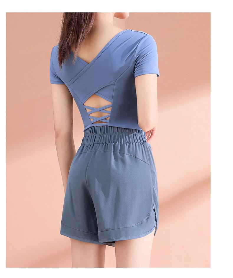 Damski Zestaw do Porannego Biegania i Jogi Szybkoschnący - Lekkie Szorty i Top z Krótkim Rękawem