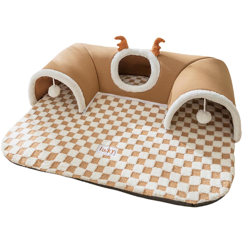 Cat Bed Tunnel Cat Play Tunnel Warm Shelter Tent House Indoor Warm Plush Cat Bed Cat Tunnel Play and Sleep Integrated Cat House