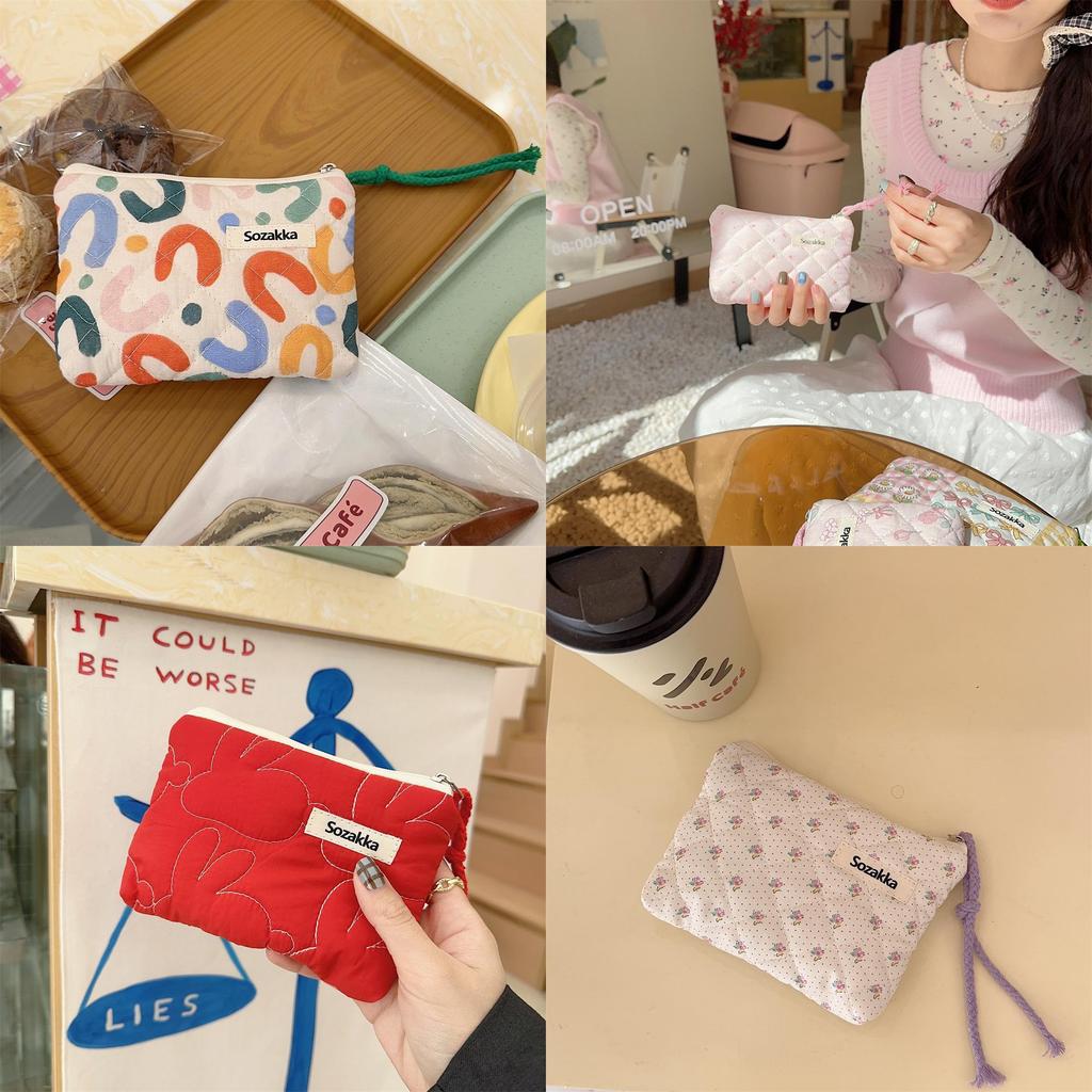 Cute Floral Cotton Wallet With Zip Pouch For Daily Use And Travel Storage For Girls