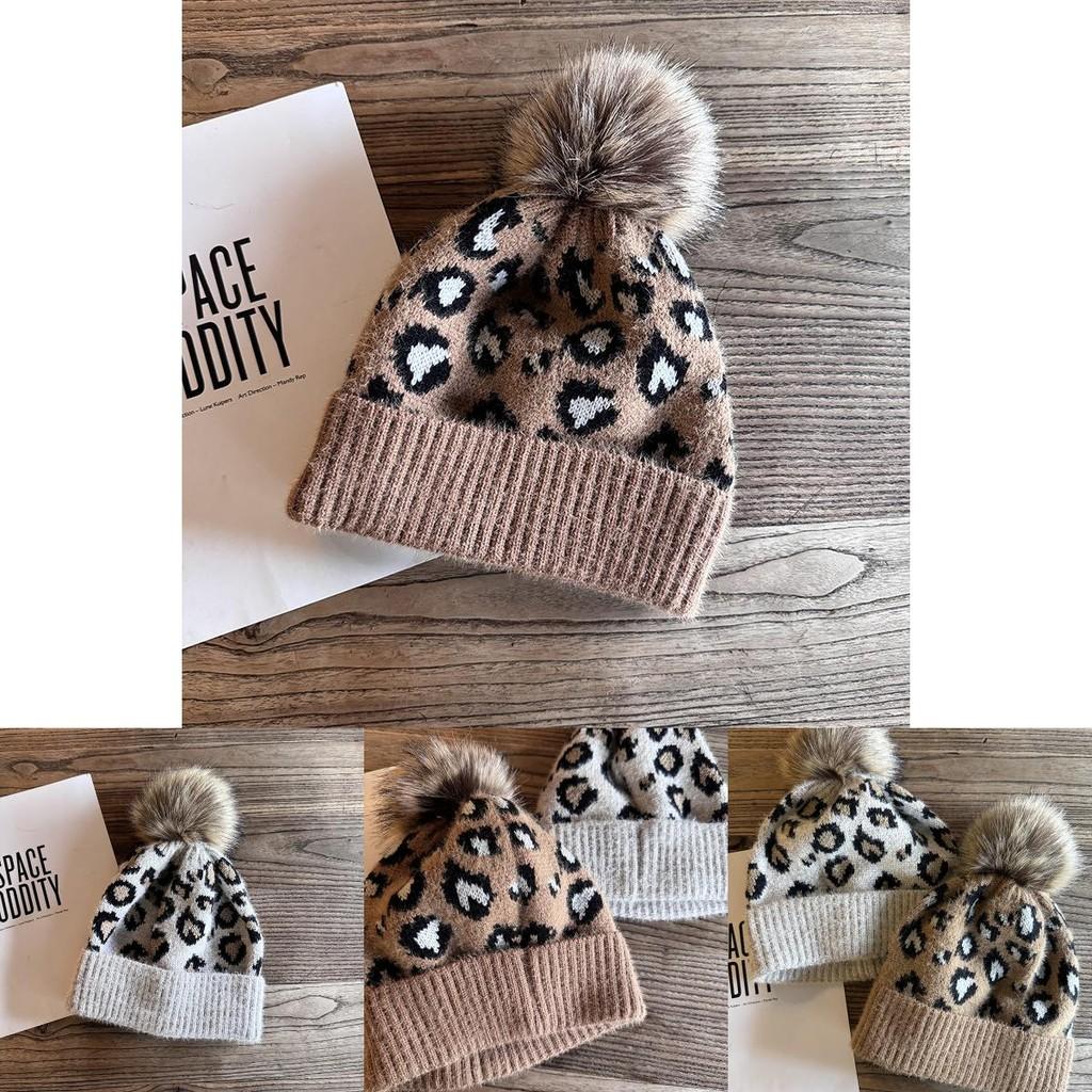 Fashion Leopard Print Pattern Women's Casual Warm Knitted Hatp For Outdoor Casual