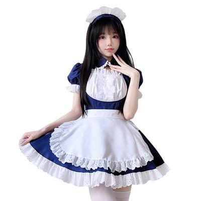 [YAISHN] Maid Uniform, Halloween Costume, Gothic Lolita, Popular, Necklace, Blue One Piece, Women's, Cute, Lolita Cosplay, Short Sleeve, Headband,