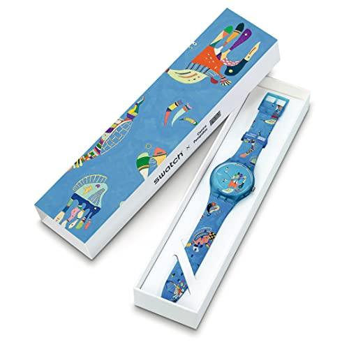 Swatch BLUE SKY, BY VASSILY KANDINSKY New Gent SUOZ342 Wristwatch, Blue