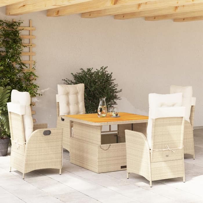 VidaXL Ensemble à Manger de Jardin avec Coussins 5pcs, Table de Terrasse, Ensemble de Meubles de Patio, Mobilier 3277474