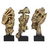 Aboxoo 3 Pcs Thinker Statue, Silence Is Gold Abstract Art Figurine, No Hear No See No Speak Modern Home Resin Sculptures
