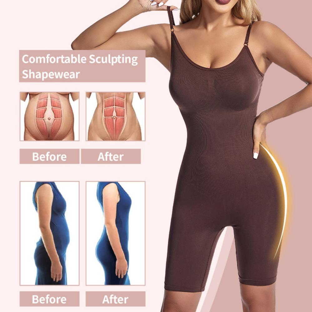 Plus-size Postpartum Shapewear Hip-lift Midriff Corset Seamless Crew Neck Strap Bodysuit