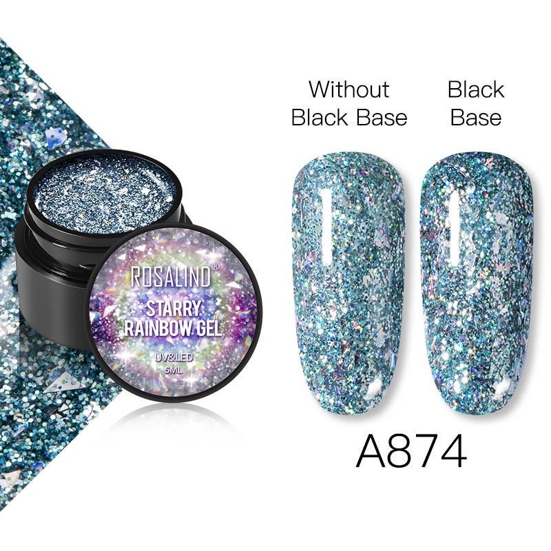 ROSALIND Nail Polish Gel Semi permanent Varnish UV Glitter Paint Shiny Gel Base Coat Tips Poly Kit For Nail Art Decorations