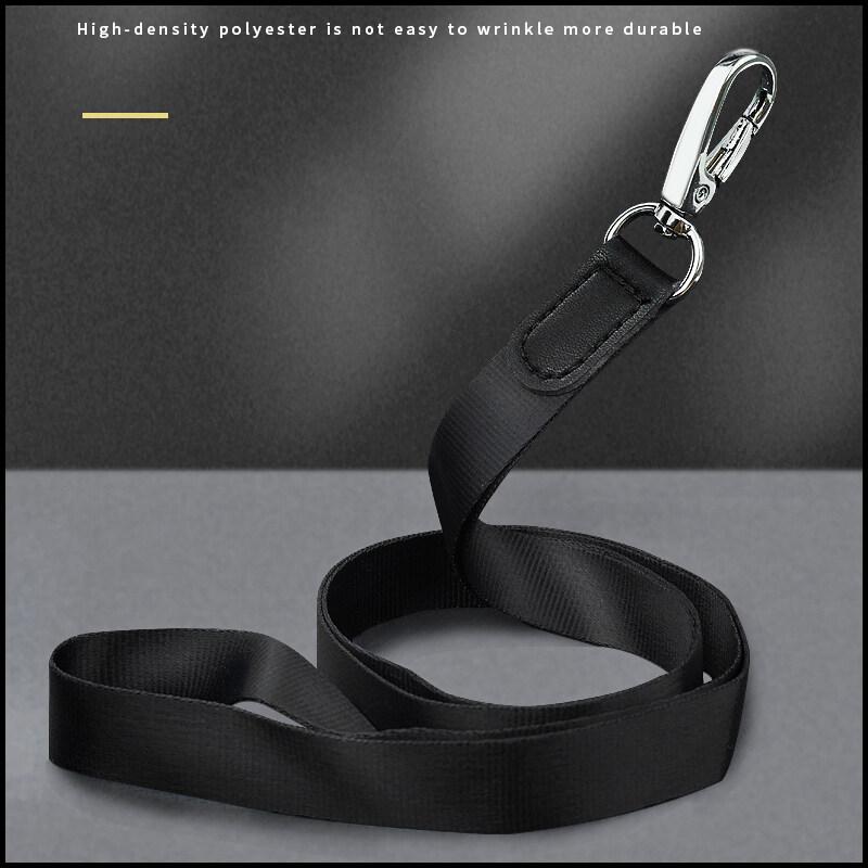 Badge Holder Trifold with Lanyard Leather Card Holders and Clear ID Window for Office Staffs Student Teacher Couriers Formal Classic Black