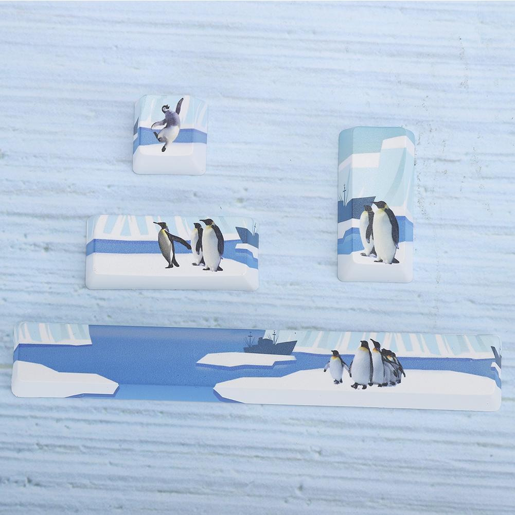 Penguins Pattern Keycaps Kit SpaceEScEnterNumpad Enter Key Cap for Mechanical Keyboard(Penguins Pattern, 4Pcs )