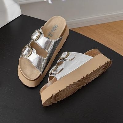New Thick-soled Women's Height-increasing Shoes and Soft Leather Slippers