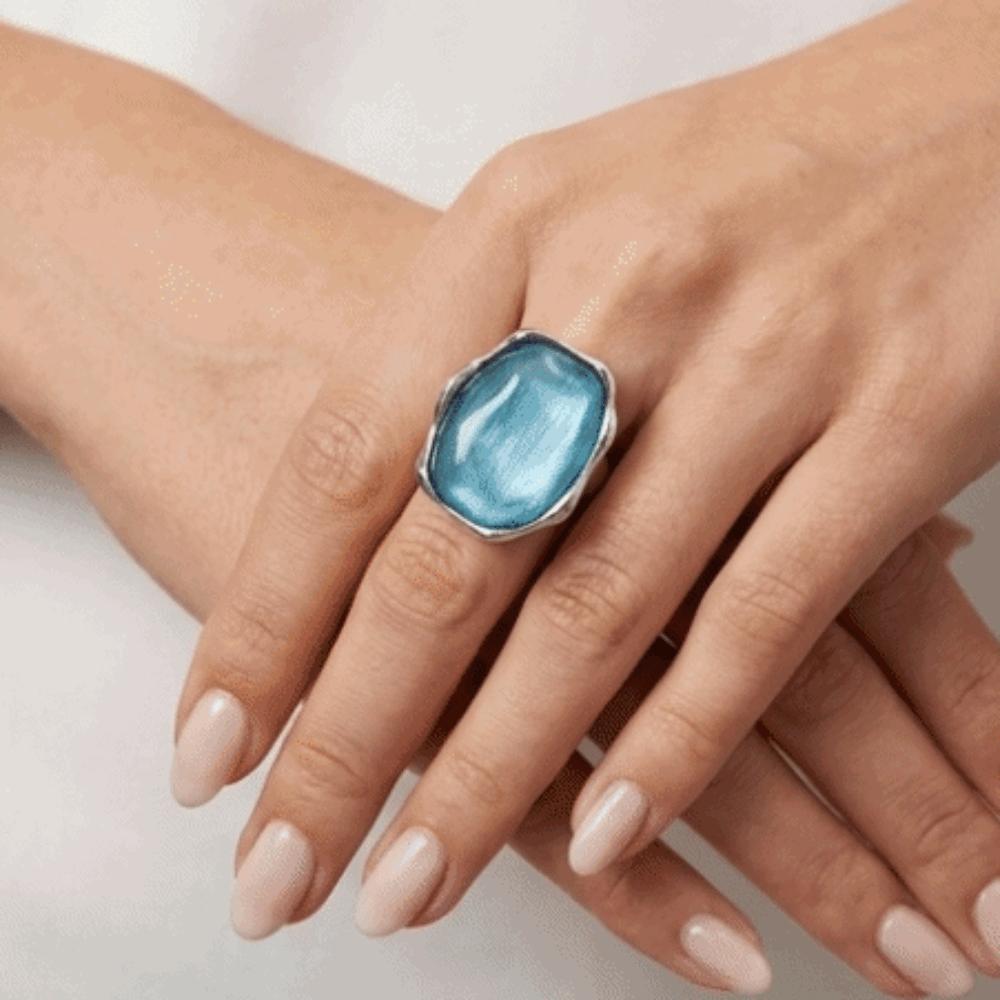 Zinc Zinc Zinc Alloy Water Ripple Ring Adjustable Cat Eye Ring Trendy Gemstone Resin Ring Gift