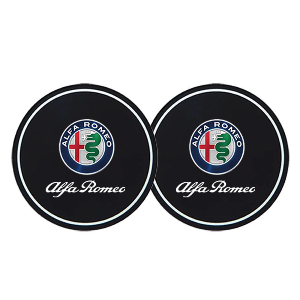 

Car Stickers For Alfa Romeo 2Pcs Car Coasters Water Cup Slots Non-Slip Mat Waterproof Drink Pad For Alfa Romeo Giulietta Mito Gi