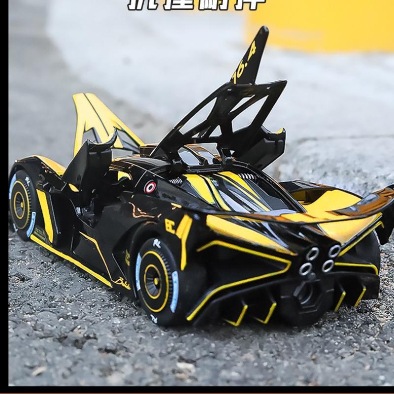 1:24 Bolide Spray Car Model Toy Alloy Body Rubber Tire Shock Absorption Vehicle Models Sound&Light Ornaments Gifts