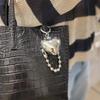 Heart Keychain Heart Bag Pendant Alloy Material Beads Chain Keyrings Keys Holder