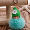 Small Flower Baby Doll Fake Fur Fluffy Ball Key Chain Bag Key Rings Car Key Pendant Cartoon Ornaments Gifts