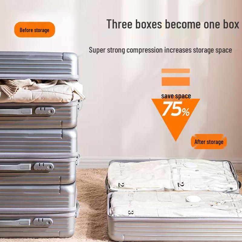 Hand-Rolled Vacuum Compression Bags for Travel and Clothing Storage