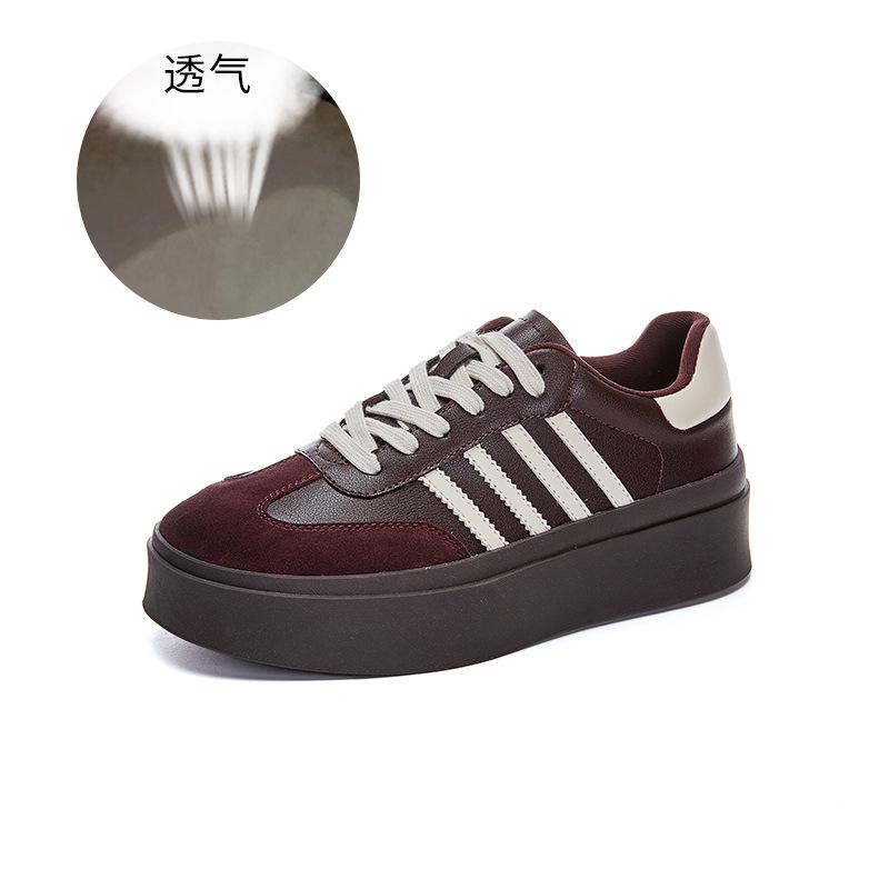 Retro German training shoes versatile platform heightening board shoes 2025 spring new little white shoes women's biscuit shoes women's tide