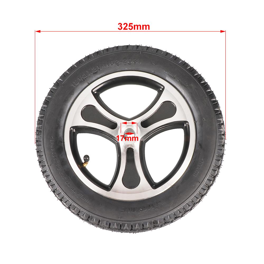 Electric Wheelchair Scooter Rear Wheels 12 Inch Pneumatic Tire Inner Tube 12 1/2x2 1/4 17mm Keyway Wheel Hub for Elderly