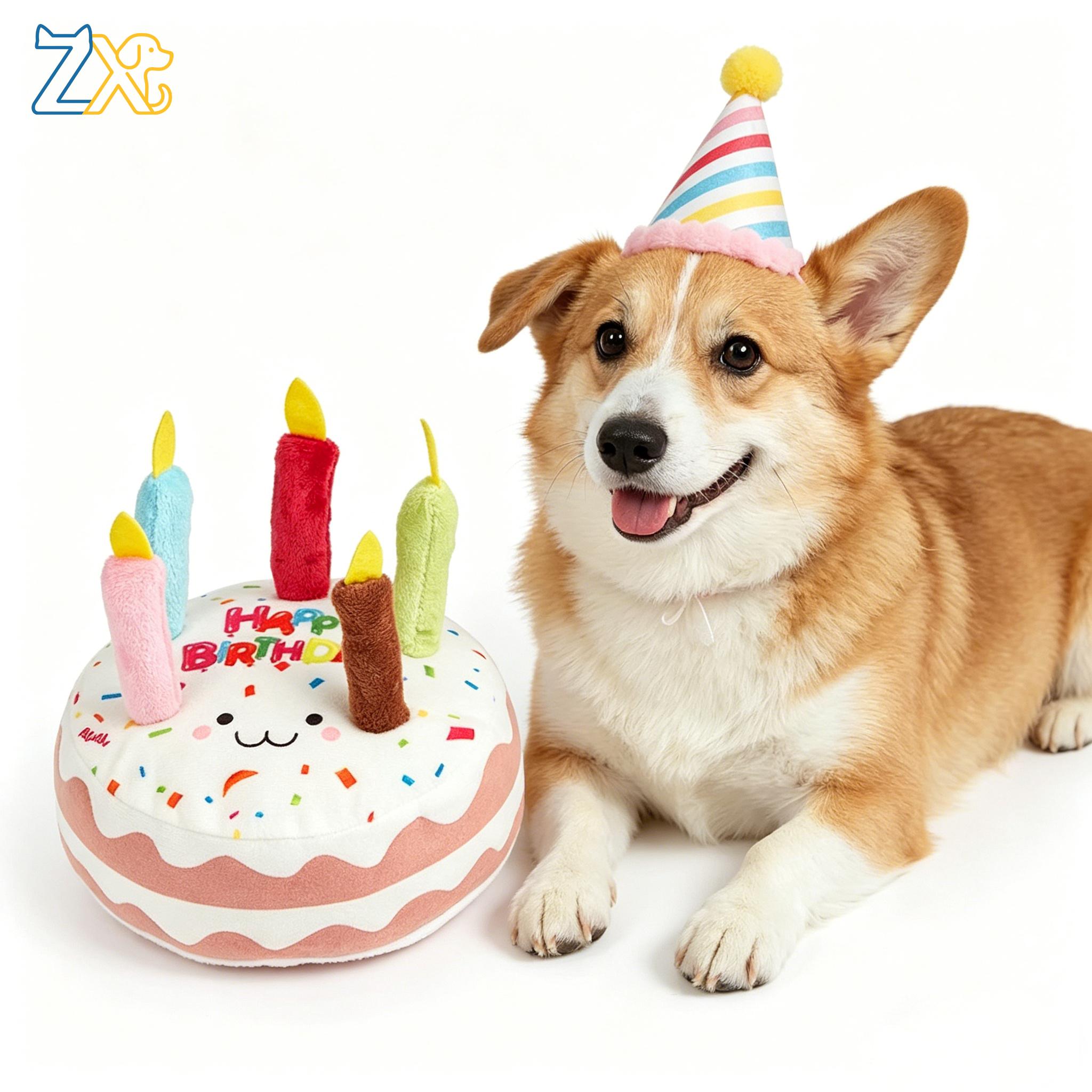 Birthday Cake Candies Cat Toys Essential Stress Relieving Chewing Biting Dog Toys for Parties Birthday Theme Pet Toys. (Brown,17.5*17.5*9CM) коричневый