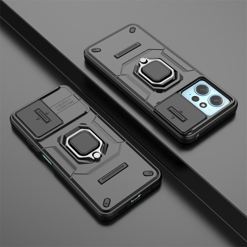 For Xiaomi Redmi Note 12 4G Case Slide Camera Armor Phone Cases for Redmi Note12 4G Car Magnetic Holder Stand Cover Fundas