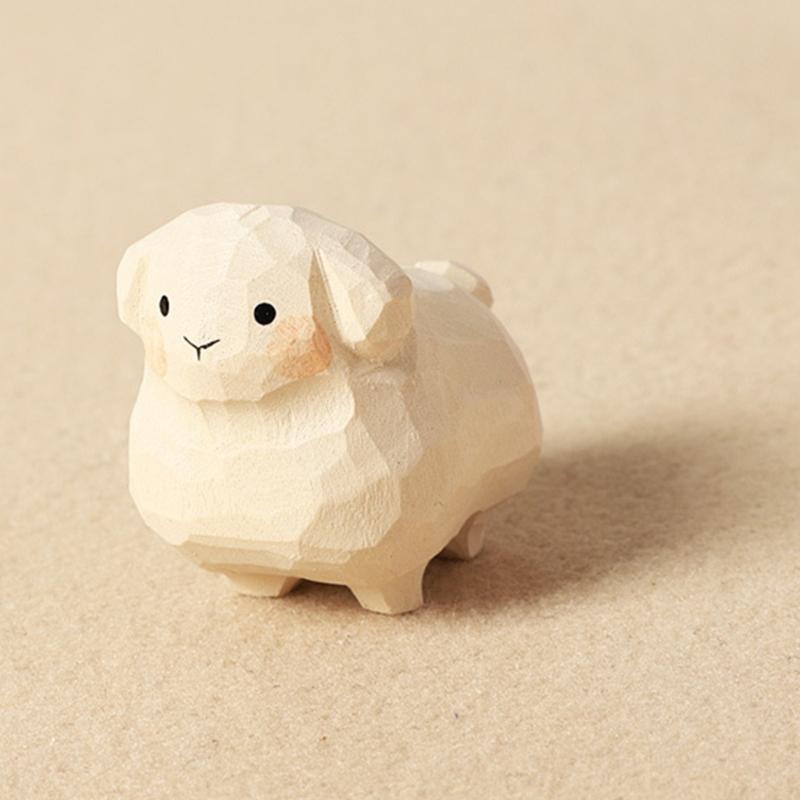 Handmade Wooden Lamb ornaments Animal Keyring Decorative For key Backpacks Gift