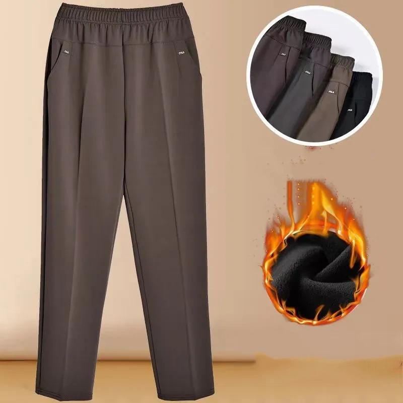 5XL 6XL 7XL Middle Aged Women's Pants Plus Size Thin High Waiste Elastic Loose Straight Pants Female Casual Trousers
