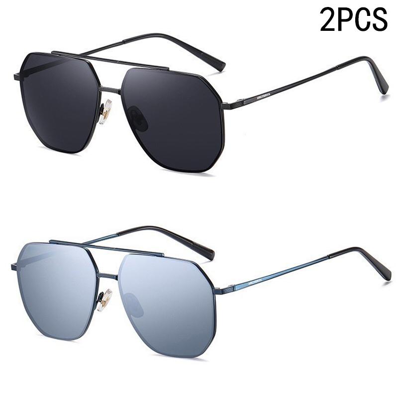 

2PCS New Men s Sunglasses Fishing And Driving Special Sunglasses Driving Metal Frame Glasses 8819