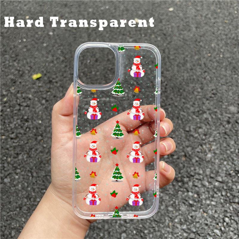 Luxury Cartoon Christmas Clear Phone Cases for IPhone 7 16 11 12 13 14 15 PRO MAX PLUS XSMAX MINI XR X Simple Santa Clear Case