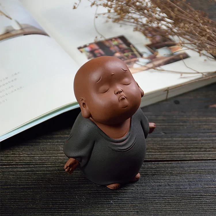 Creative Little Monk Samanera Zen Ornament Tea Ornaments Tea-Soaked Tea Pet Ceramic Zisha Handmade Sculpture Kung Fu Trinkets