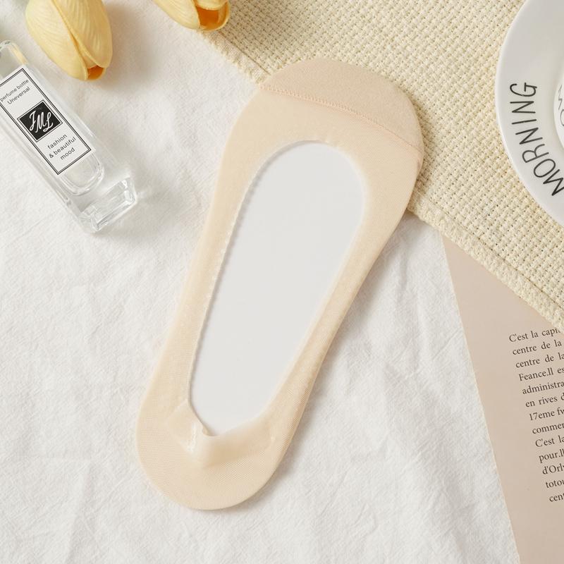 

Женские летние тонкие нескользящие носки-лодочки, хлопковые подошвы, ледяной шелк, неглубокие невидимые носки, летние короткие носки one pair бежевый