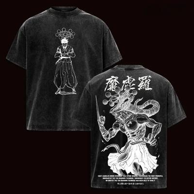 2026 Hot Anime Jujutsu Kaisen Ryomen Sukuna Mahoraga Clothing Unisex Tshirts Washed Cotton Tee Retro Oversized T-shirt Harajuku T Shirt