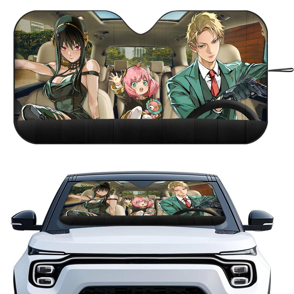S-Spy X Family Anime Car SunShade Windshield Foldable Three-layer Insulation Sunshade By Suction Cup Blocks UV Rays Sun