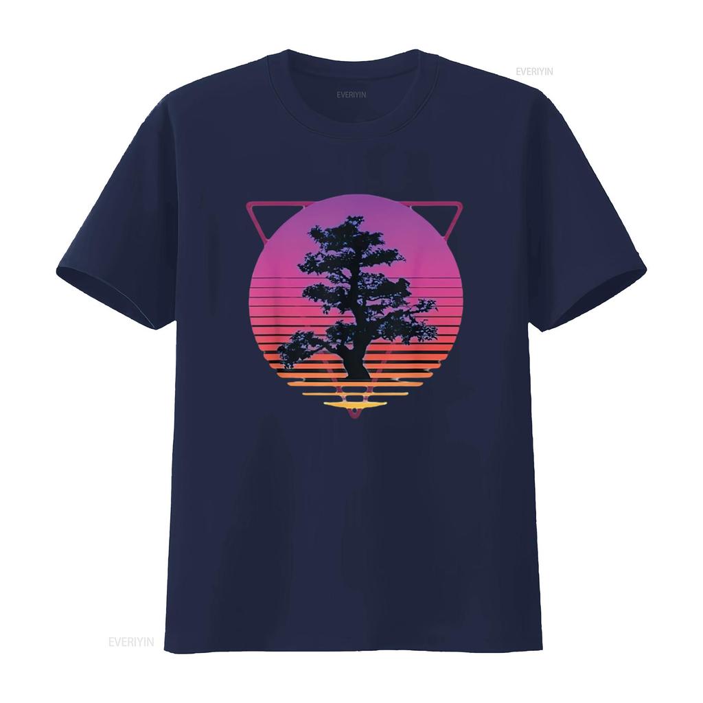 Mens Bonsai Tree Art Japanese Retro Vaporwave Vintage 80s 90s T Shirt White XL vintage Washed Top For Everyday Wear Stretched
