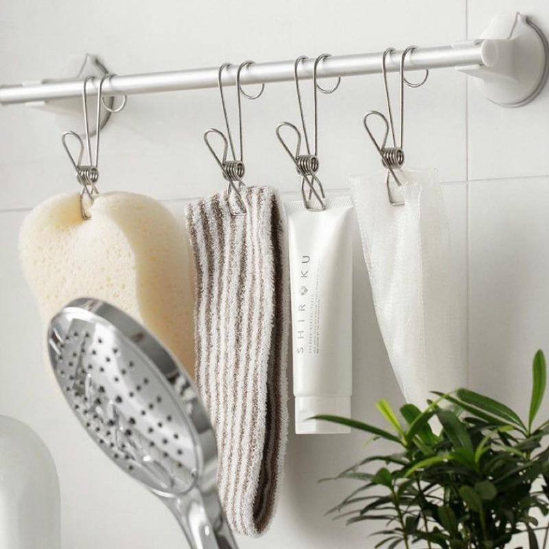 5Pcs/set Stainless Steel Clothespin with Hook Home Kitchen Supplies