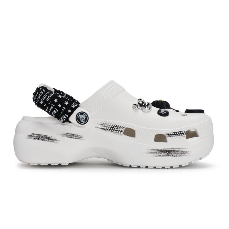 Crocs Classic Platform Clog 811 Made Bear Honey Special Shoe Box Straps Violent Bear M Bean Detachable Accessories Women's Black White