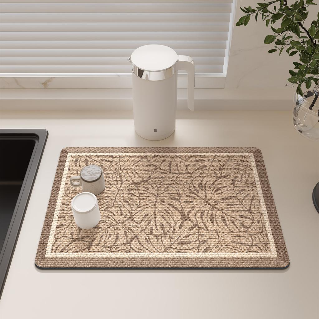Kitchen Dish Drying Mat Antiskid Coffee Drain Pad Waterproof Tableware Heat Resistant Counter Top Mat Faucet Draining Placemat