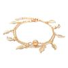 Women Double Chain Leaves Pendant Anklet Foot Bohemian Handmade Beads Anklets Foot Gothic Jewelry