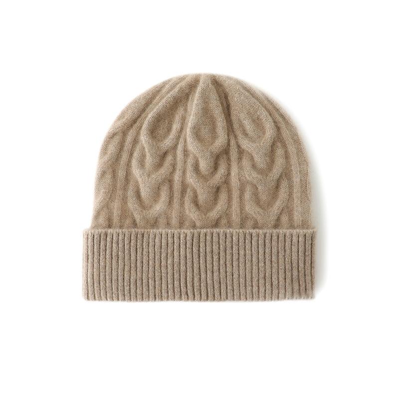 

Cashmere Autumn and Winter New Casual Warm Solid Color Retro Lace Ear Protecting Outdoor Headscarf Knitted Hat One size