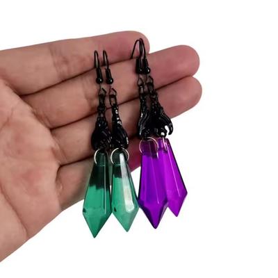 Darkness Black Red Crystal Drop Earring Goth Vampire Bat Ear Drops Hoops Gothic Rose  Halloween Cosplay Aretes Earring