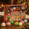 Holiday Desk Decorations 2026 Christmas Squeeze Toy Advent Calendar, 24-Day Dumpling Bun Fidget Decorative Figures Countdown Box, Soft TPR Stress