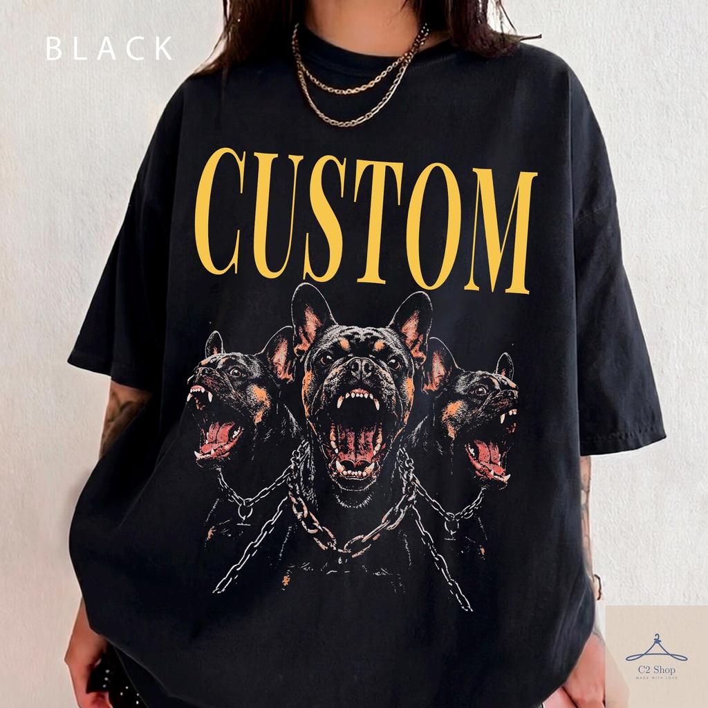Custom Dog Portrait Shirt, Personalized Pet Name, Three Dog Faces Vintage Graphic, Dog Mom Comfort Colors, Dog Dad for Pet Lovers