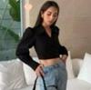 European & American Style V-Neck Lace-Up Lantern Sleeve Top for Women - Sexy High-Waisted Spring Shirt