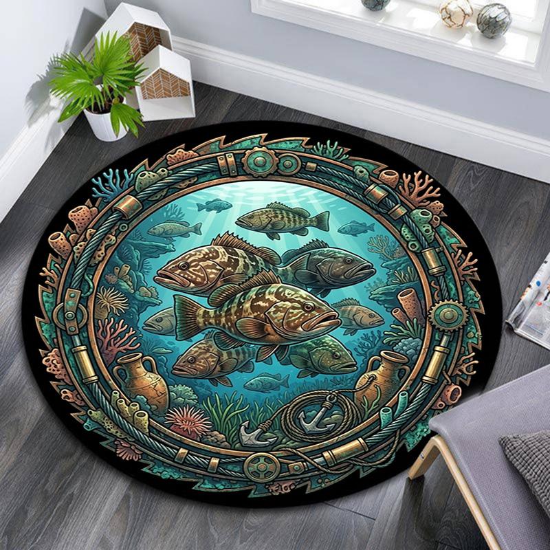 Underwater Marine Life Round Area Rug Under Office Chairs Bedroom Living Room Home Decor