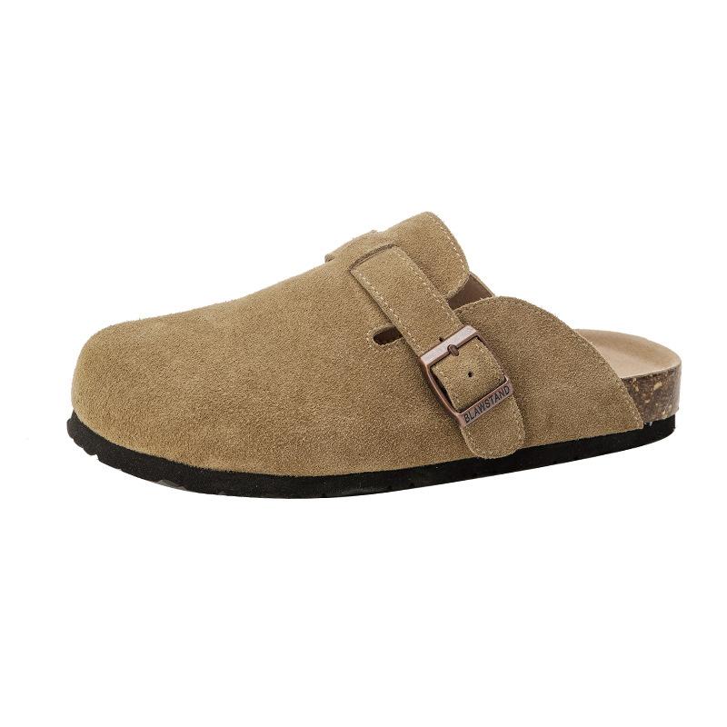 

Полностью коровья кожа обувь Бокен весна и лето новая однотонная сумка голова полушлепанцы повседневный стиль толстая подошва обувь на один педаль женщины 40 темные хаки